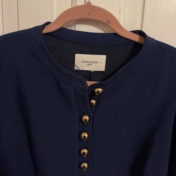 Pomander Place Navy Blue Crepe Samantha Dress Large Tuckernuck - Picture 4 of 8